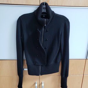 Banana Republic Black Cotton  Military Style Jacket/Sweater Zip and Button